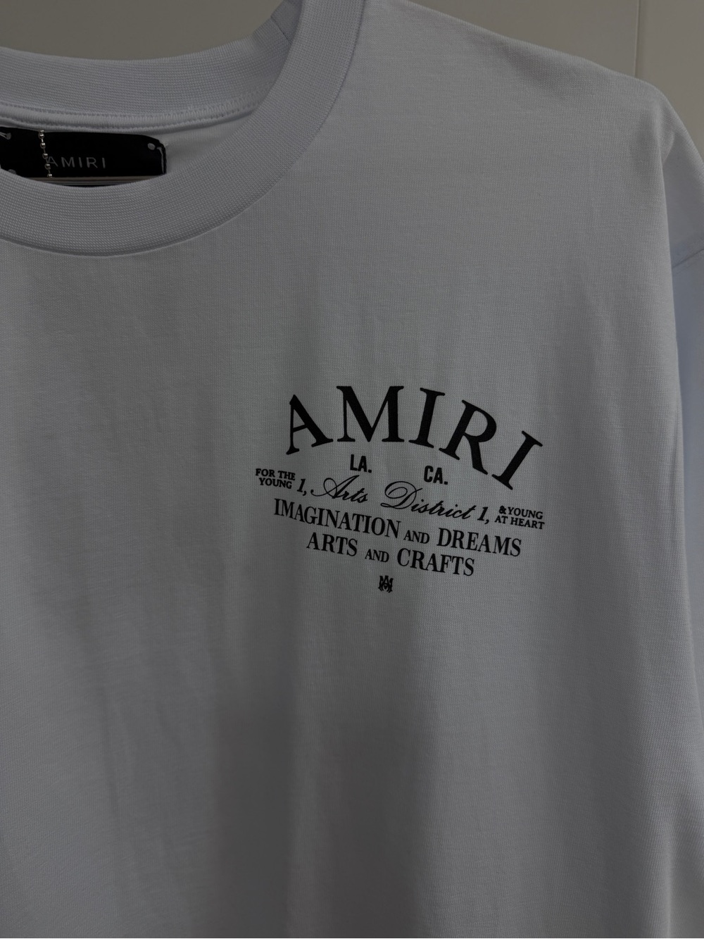 AMIRI White Long Sleeve Tee with Black Script Logo